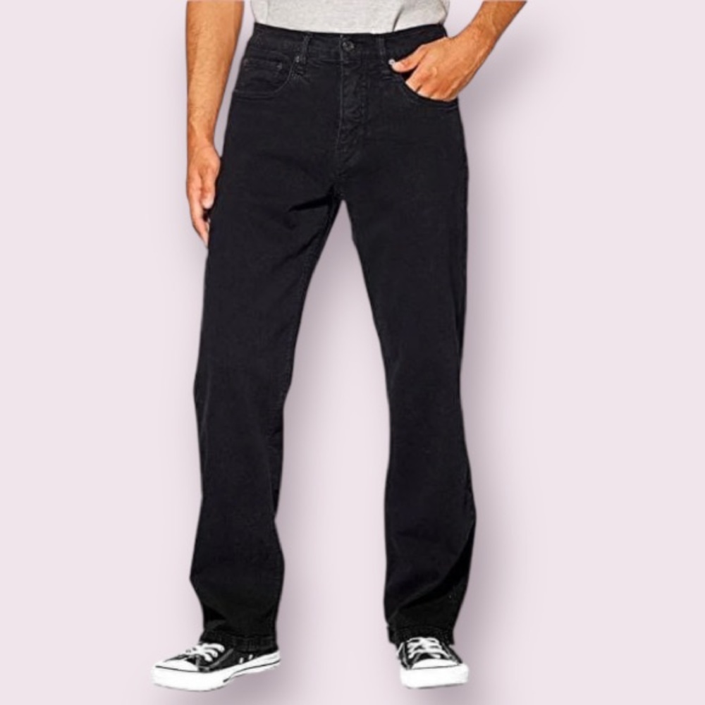 Urban Star Men's Relaxed Fit Straight Leg Jeans (30 × 32, Black)